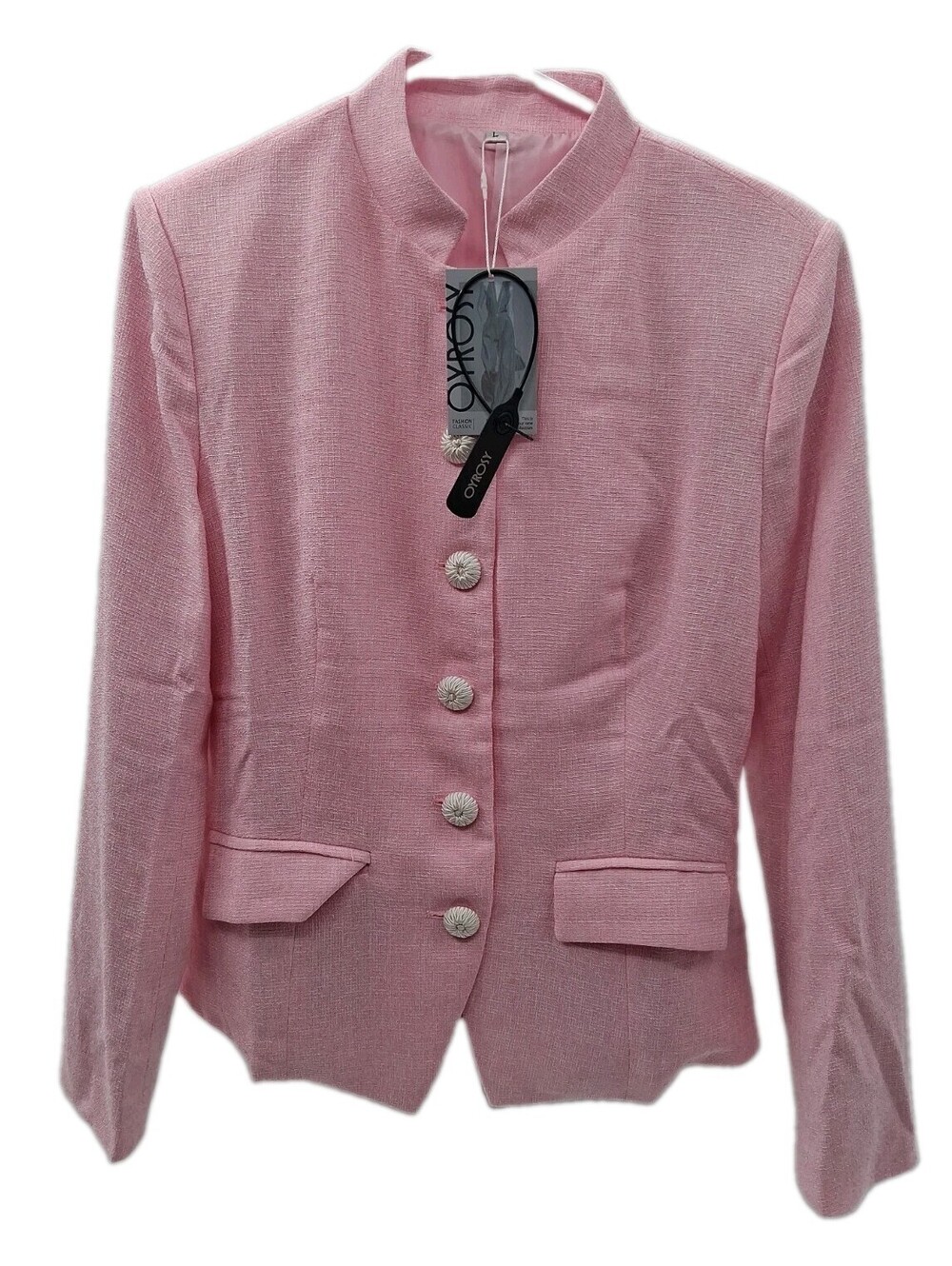 Oyrosy Jacket Women's Large Pink Button Front Blazer Cardigan Casual Business